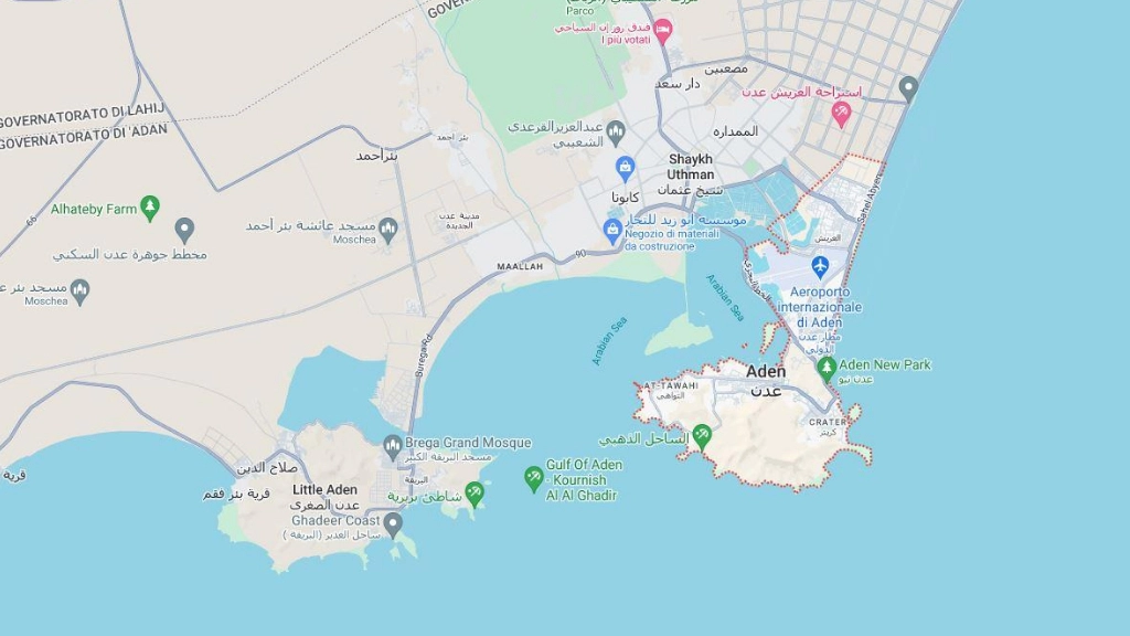 Il golfo di Aden, nello Yemen. Continuano gli attacchi degli Houthi alle navi mercantili