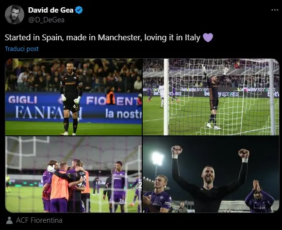 Fiorentina, è De Gea mania. Il portiere fa un post sull’amore per l’Italia. E il club viola lo paragona al David