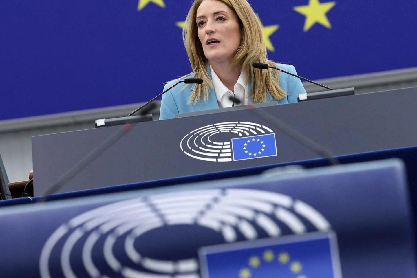 Roberta Metsola, 45 anni, presidente uscente del Parlamento Europeo