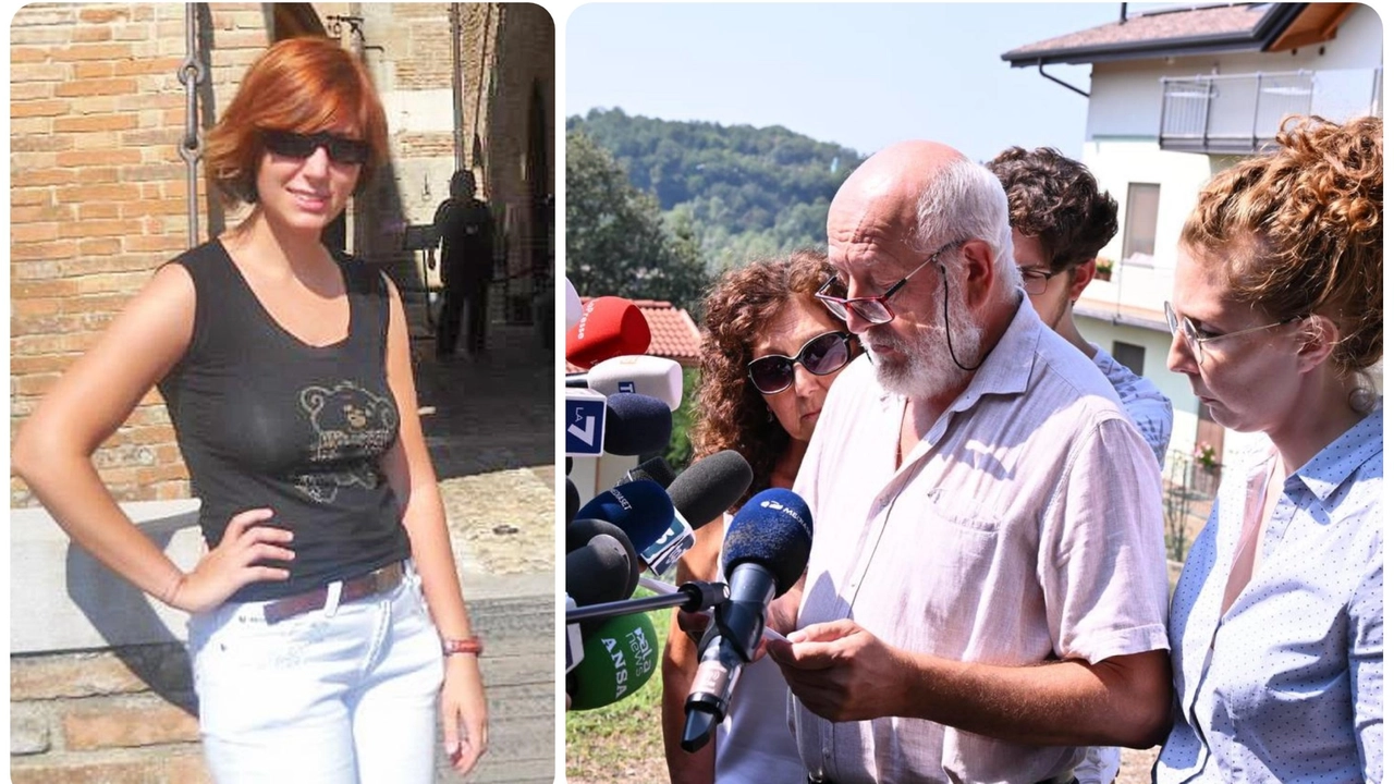 Sharon Verzeni e, a destra, la sua famiglia dopo l'arresto dell'assassino della 33enne