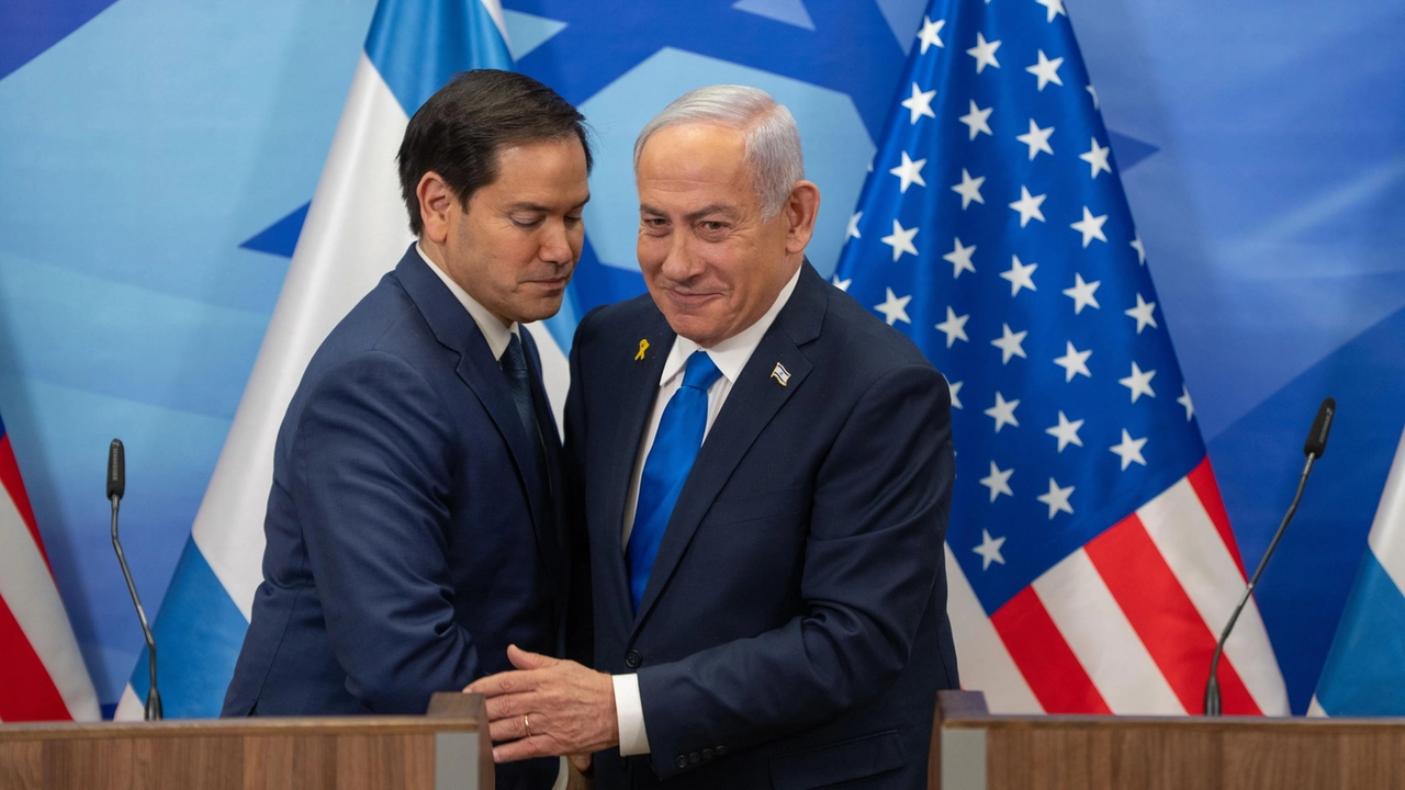 Il segretario di Stato Marco Rubio e il premier israeliano Benjamin Netanyahu (Ansa)