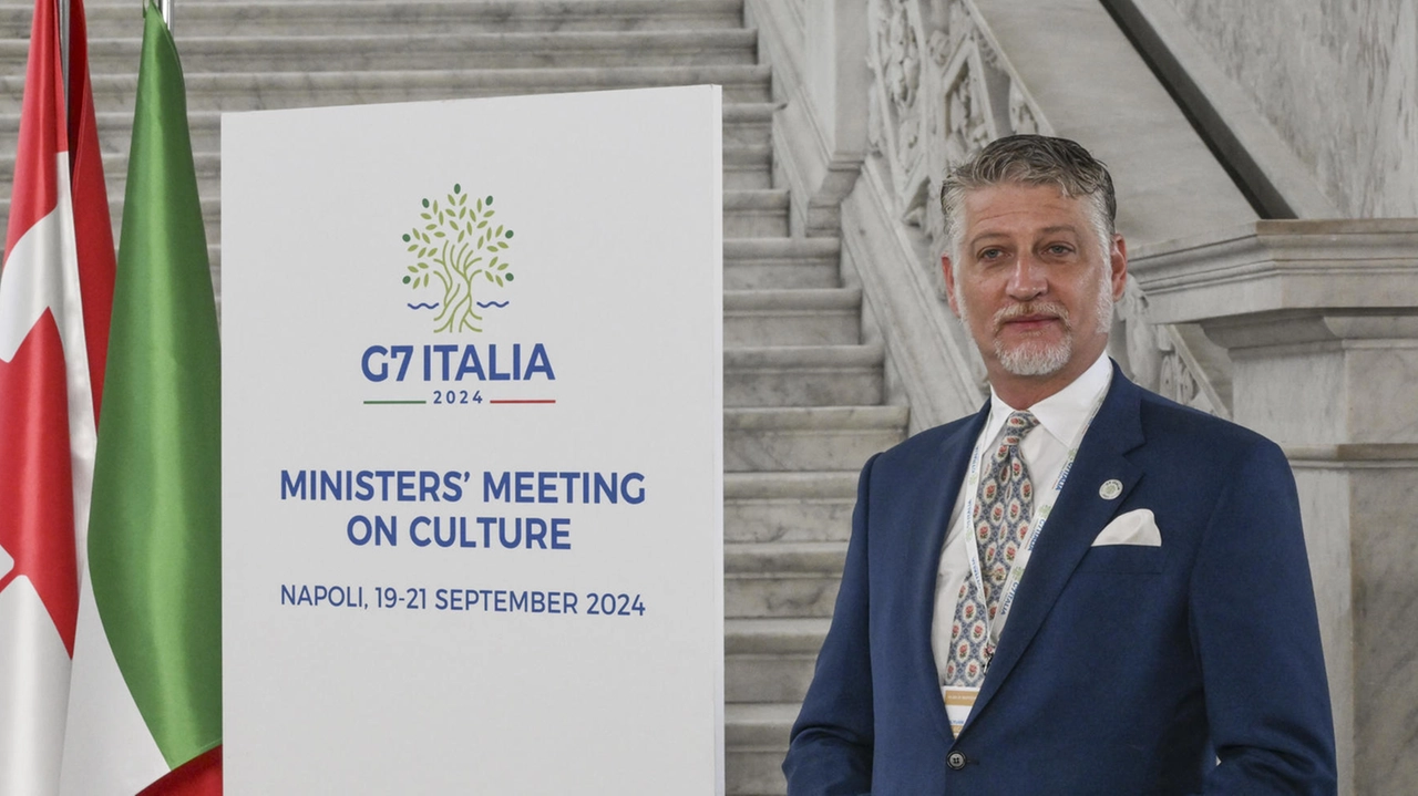 Alessandro Giuli all'apertura del G7 Cultura (Ansa/Ciro Fusco)