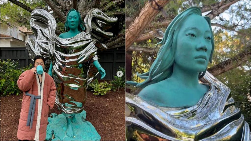 Una statua gigante della moglie in giardino, così Zuckerberg omaggia Priscilla Chan