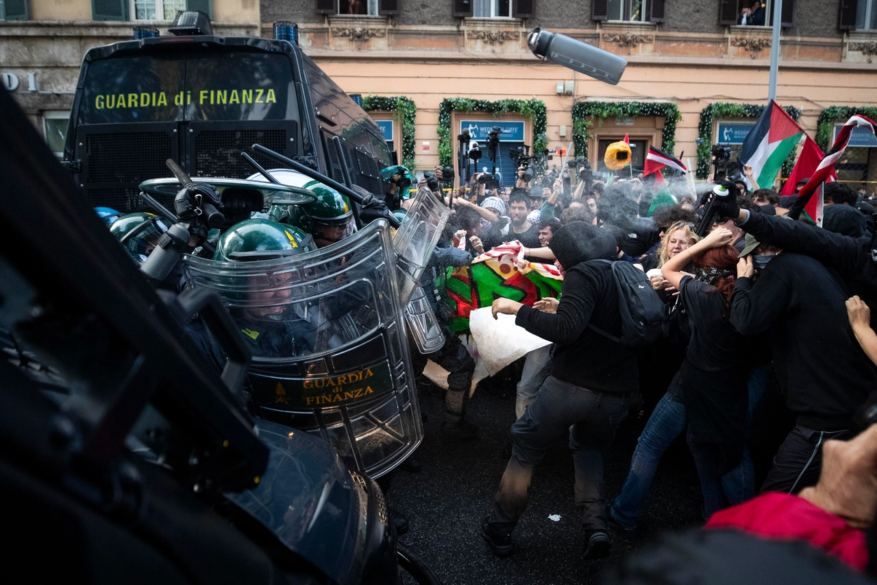 Un momento della manifestazione pro Palestina di sabato a Roma