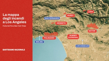 La mappa degli incendi che circondano Los Angeles: i grafici e le cartine interattive live