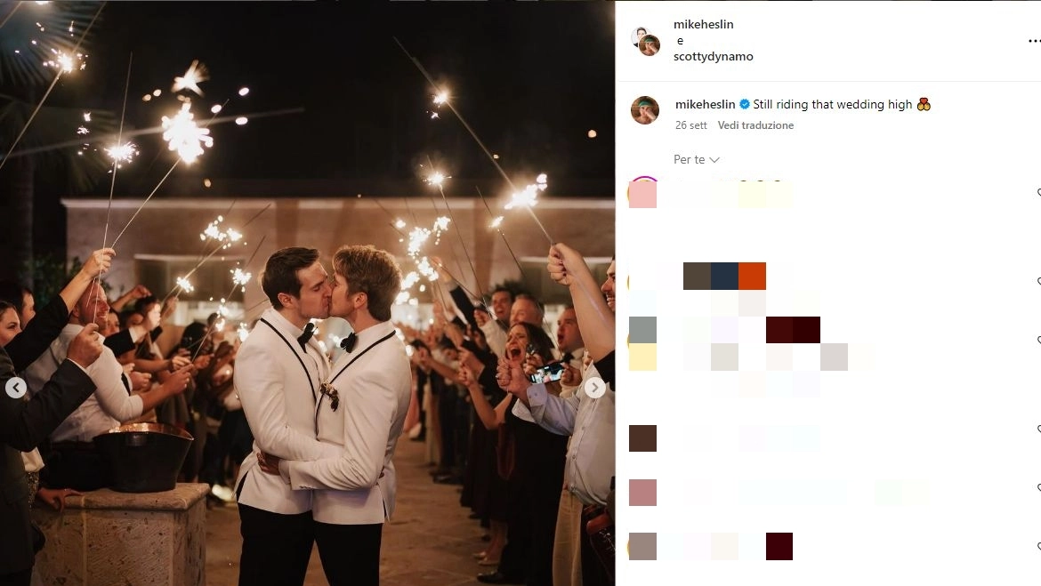 Una foto del matrimonio di Mike Helsin e Scotty Dynamo