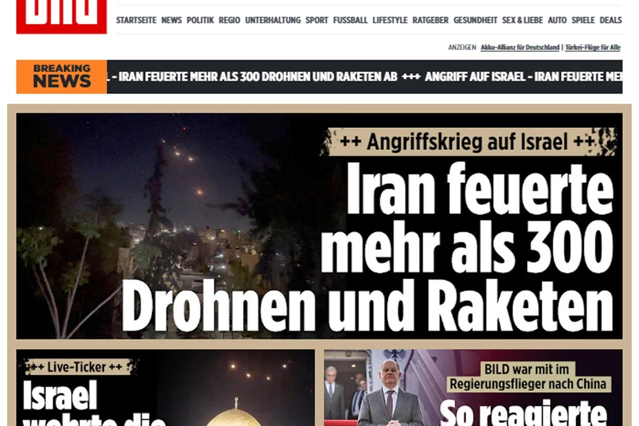 Bild: "Attacco a Israele, l'iran ha sparato 300 droni e razzi"