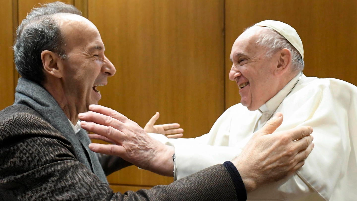 Roberto Benigni insieme a Papa Francesco