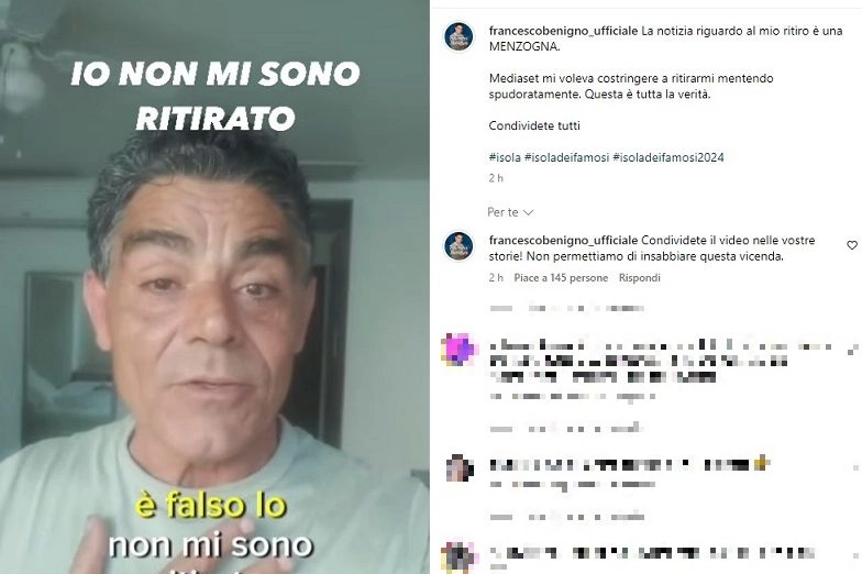 Francesco Benigno escluso dall'Isola dei Famosi