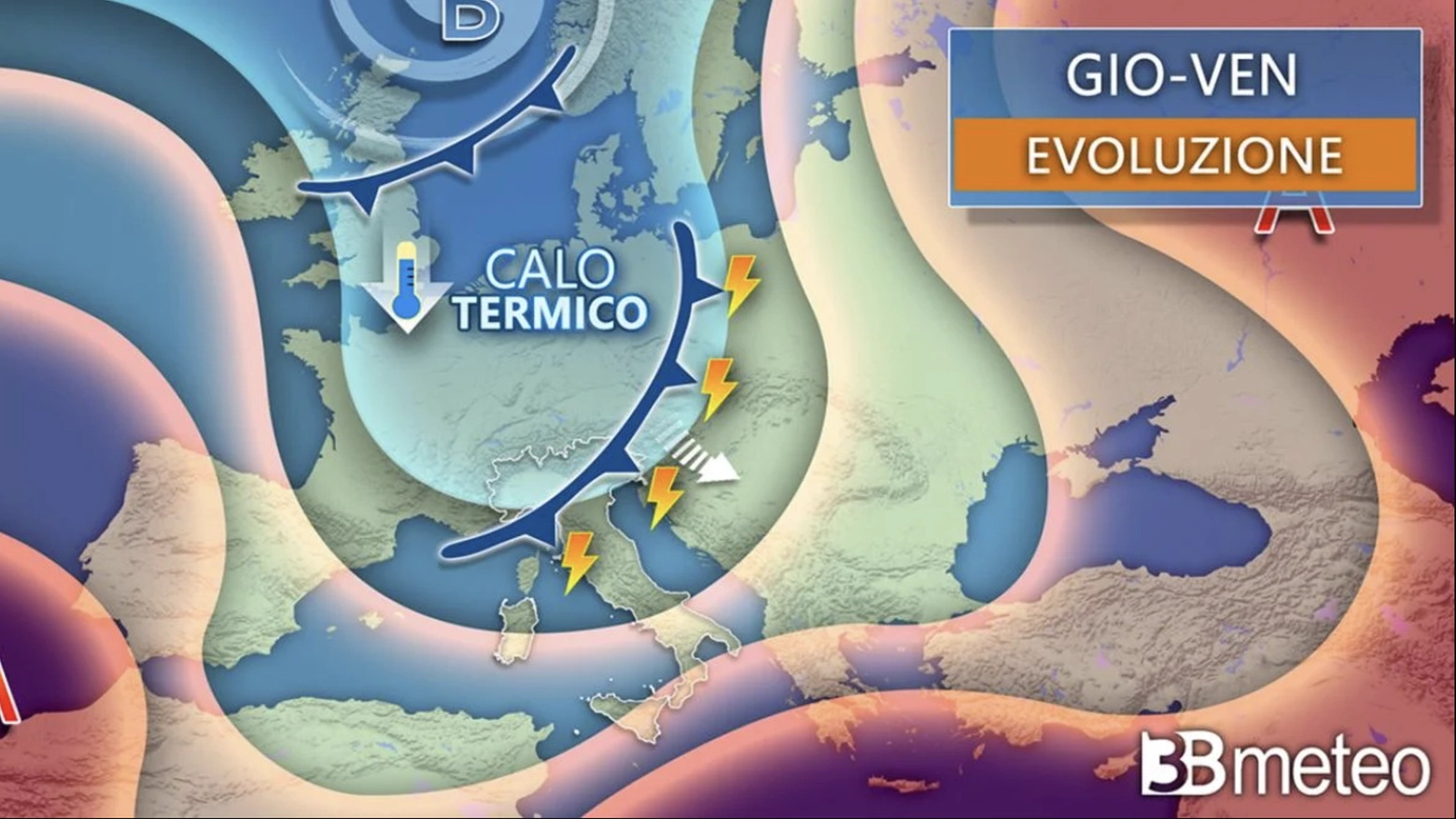 La grafica di 3bmeteo che mostra il peggioramento del tempo con l'arrivo dell'autunno (3bmeteo)