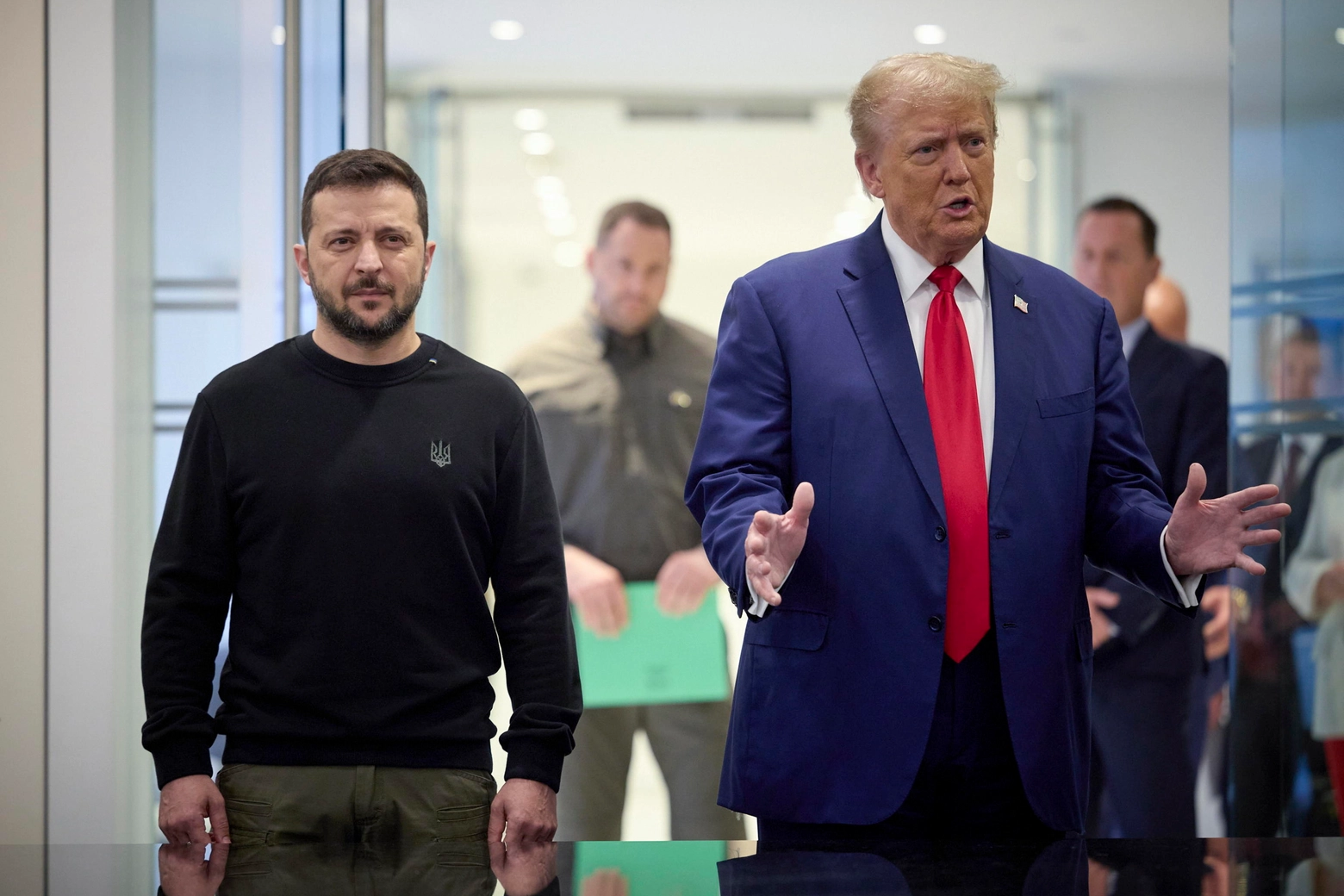 Donald Trump con il presidente ucraino, Volodymyr Zelensky