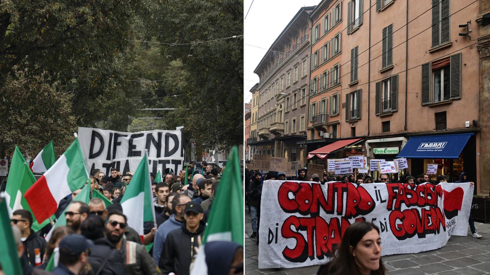 La manifestazione di Casapound e quella dei collettivi antifascisti, oggi a Bologna