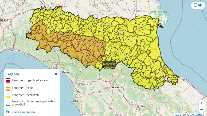 L'allerta meteo per l'Emilia Romagna