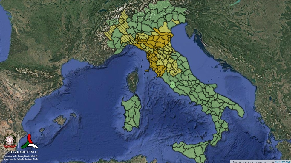 L'allerta meteo della Protezione civile per il 25 ottobre