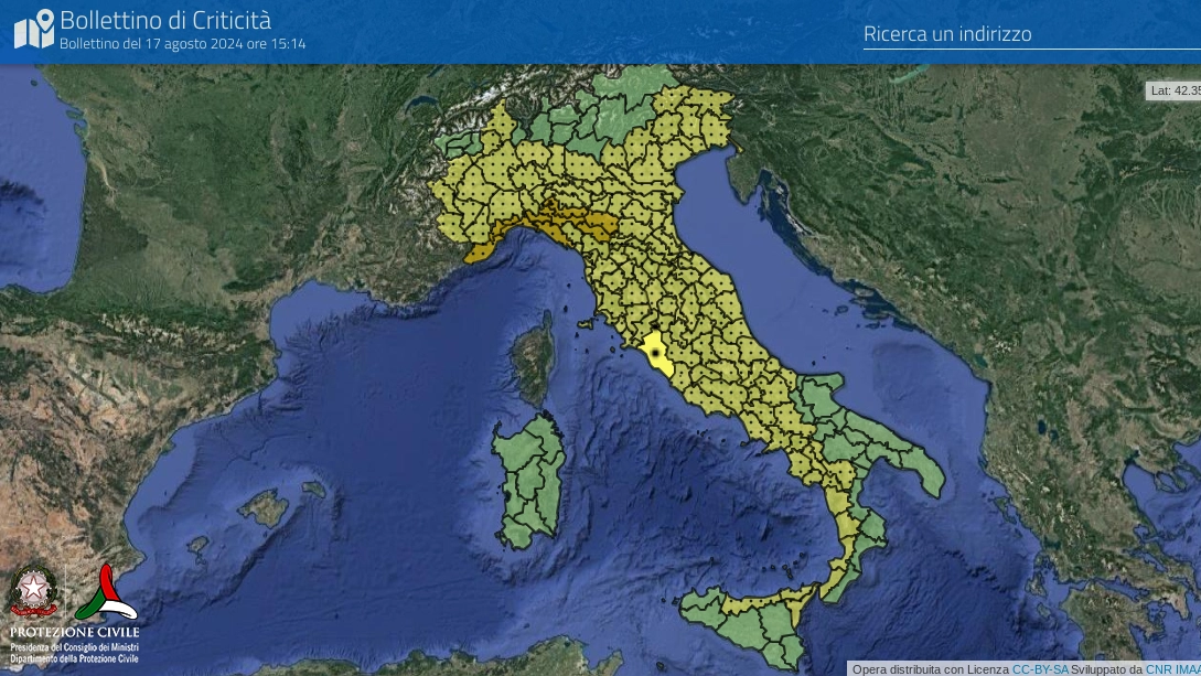 Il bollettino di criticità della Protezione civile