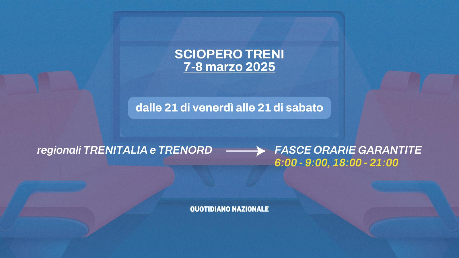 Sciopero treni 8 marzo 2025: orari e servizi garantiti da Trenitalia, Italo e Trenord