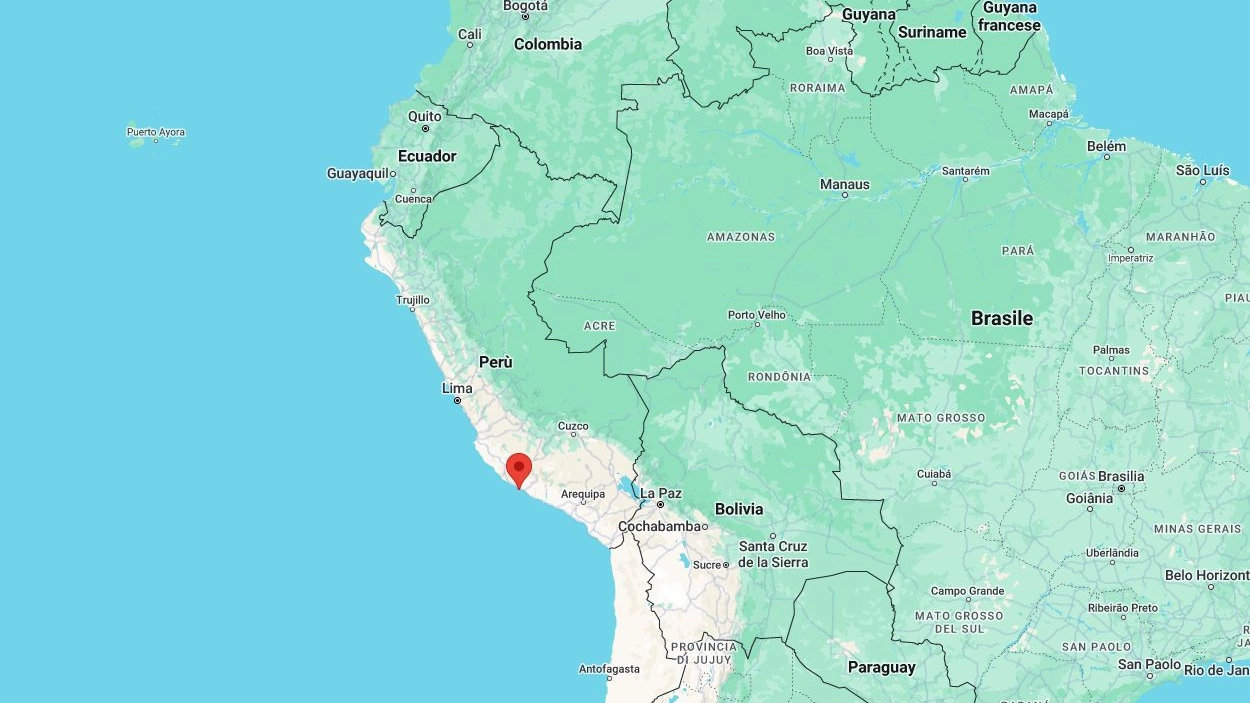 L'area del Perù dove si è registrata una scossa di terremoto di magnitudo 7.2