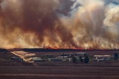 Incendio sulla pianura di Marjayoun, nel sud del Libano, colpita dai bombardamenti israeliani