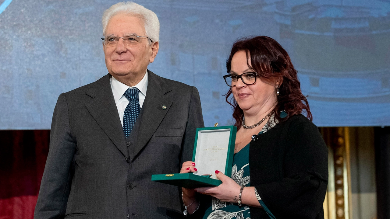 La paladina dell'antimafia capitolina Tiziana Ronzio con Sergio Mattarella