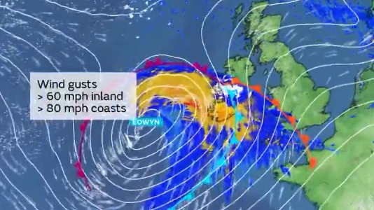 Un frame dell'animazione sull'account X del MetOffice