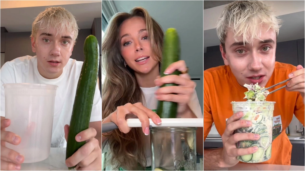 Il trend della 'cucumber salad', proposta in moltissime varianti, è virale su TikTok da settimane (TikTok)