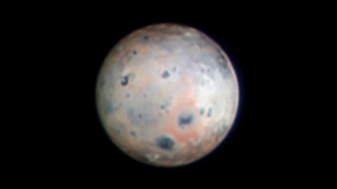 La luna gioviana Io, ripresa da SHARK-VIS@LBT il 10 gennaio 2024 (Inaf)