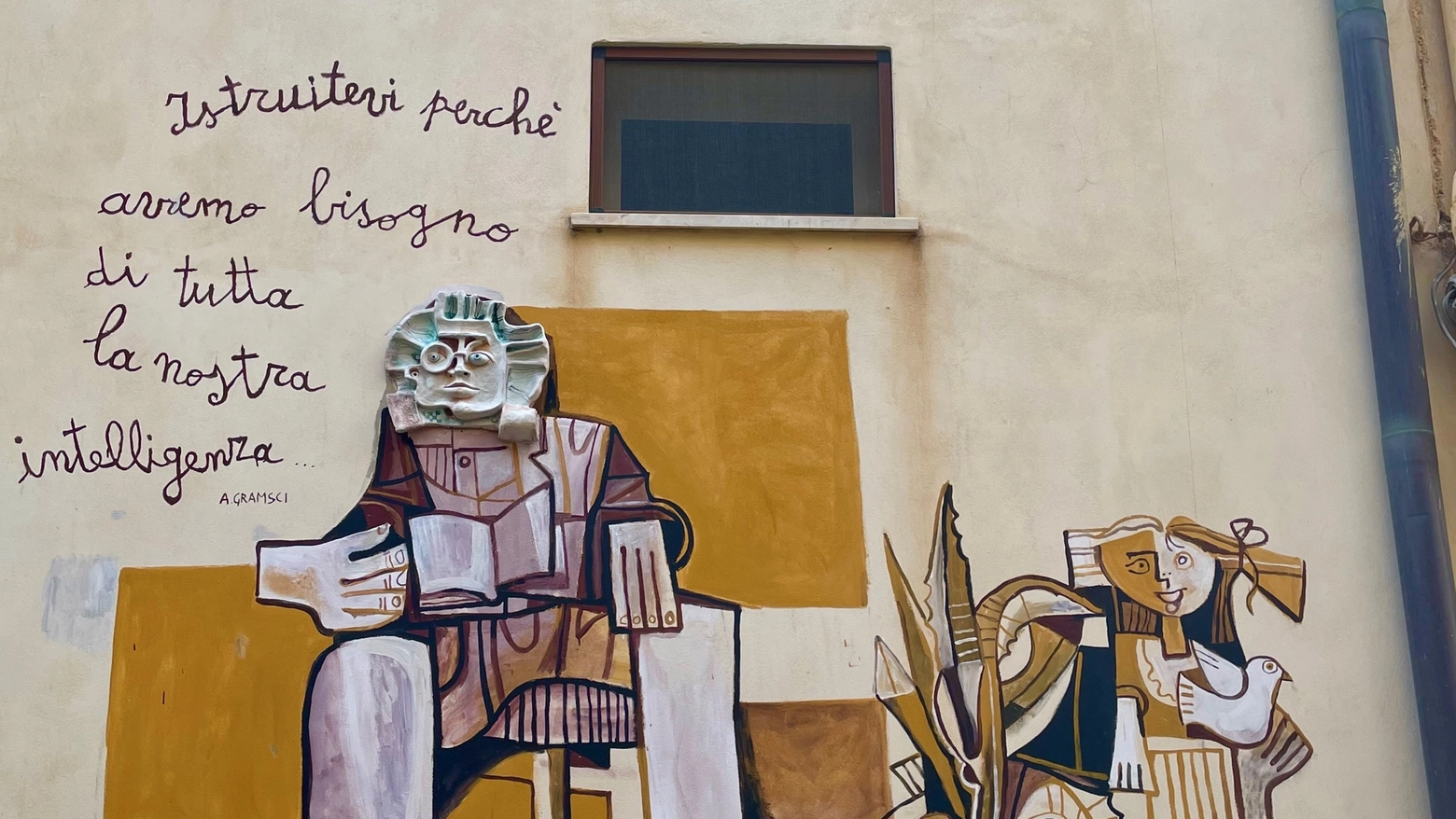 Il murale di Francesco Del Casino dedicato a Gramsci (foto di Alessia Gemma)