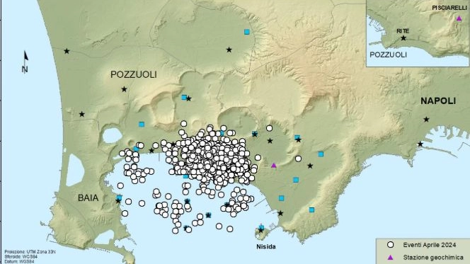 I terremoti registrati nell'area dei Campi Flegrei nel solo mese di aprile 2024 (INGV)