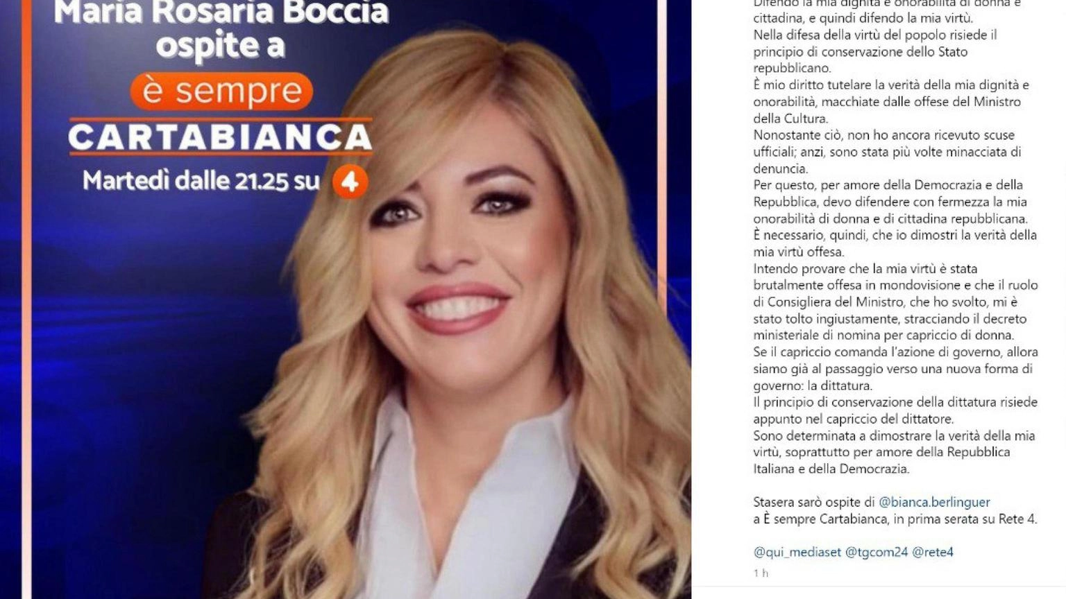 Salta l'intervista di Boccia a Rete 4