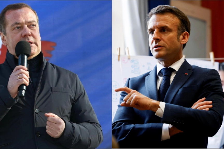 Dmitry Medvedev ed Emmanuel Macron