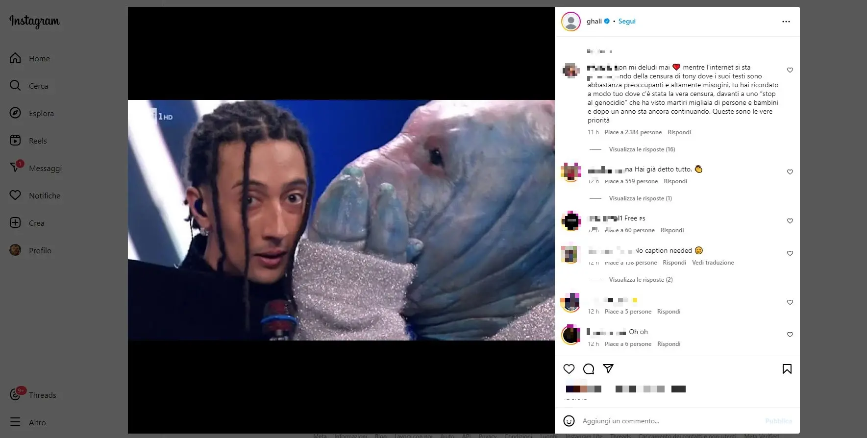 Ghali cancella i post su Instagram. Protesta per la censura di Tony Effe o lancio del nuovo album?