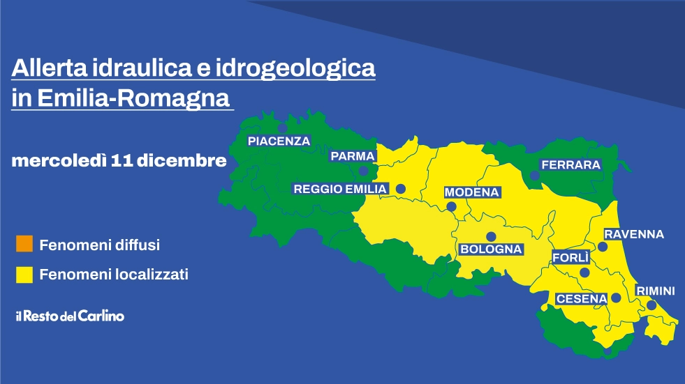 Allerta gialla in Emilia-Romagna: le abbondanti piogge hanno fatto crescere i livelli dei fiumi in Romagna