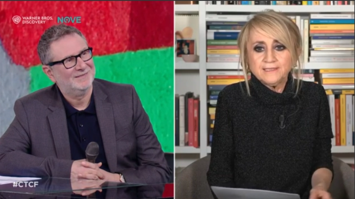 Fabio Fazio e Luciana Littizzetto durante il collegamento a 'Che tempo che fa'