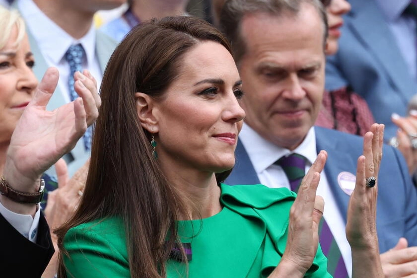 Kate Middleton assiste alla finale di Wimbledon 2023 (Ansa)