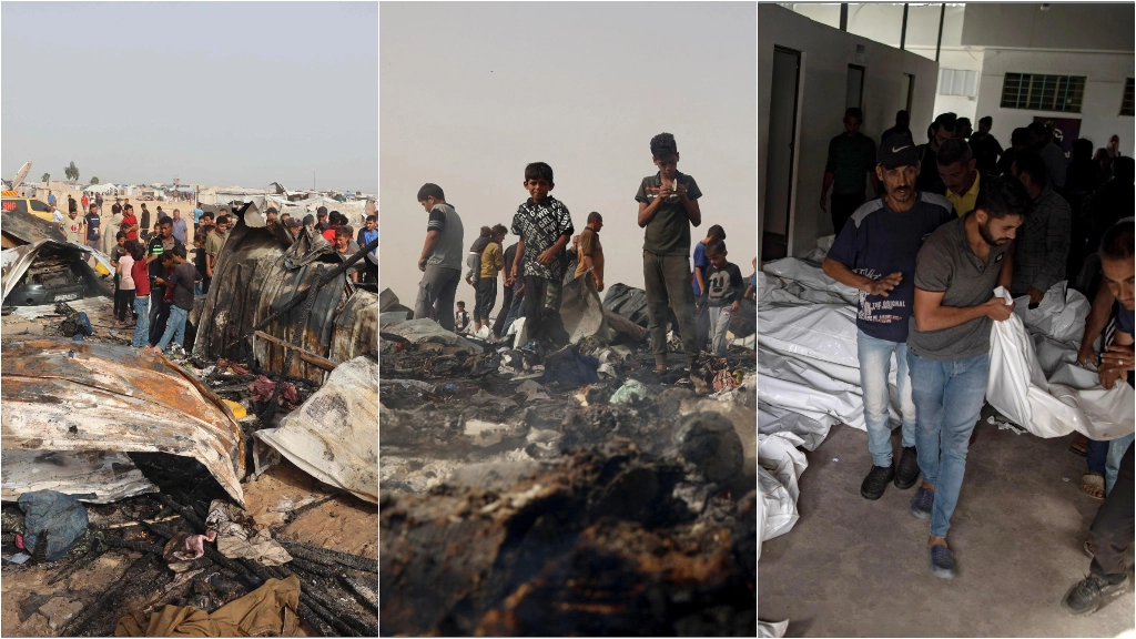 La strage nel campo profughi a Rafah (foto Ansa)