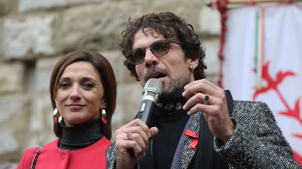 L'attore Francesco Montanari insieme alla capo gabinetto Regione Toscana, Cristina Manetti alla nostra manifestazione a Firenze