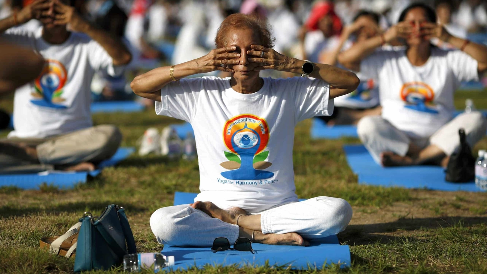 Mass yoga exercise in Bangkok to celebrate the International Day of Yoga