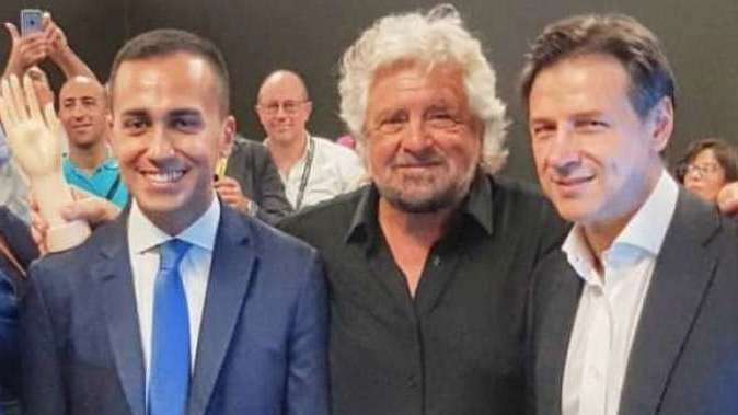 Luigi Di Maio, Beppe Grillo e Giuseppe Conte