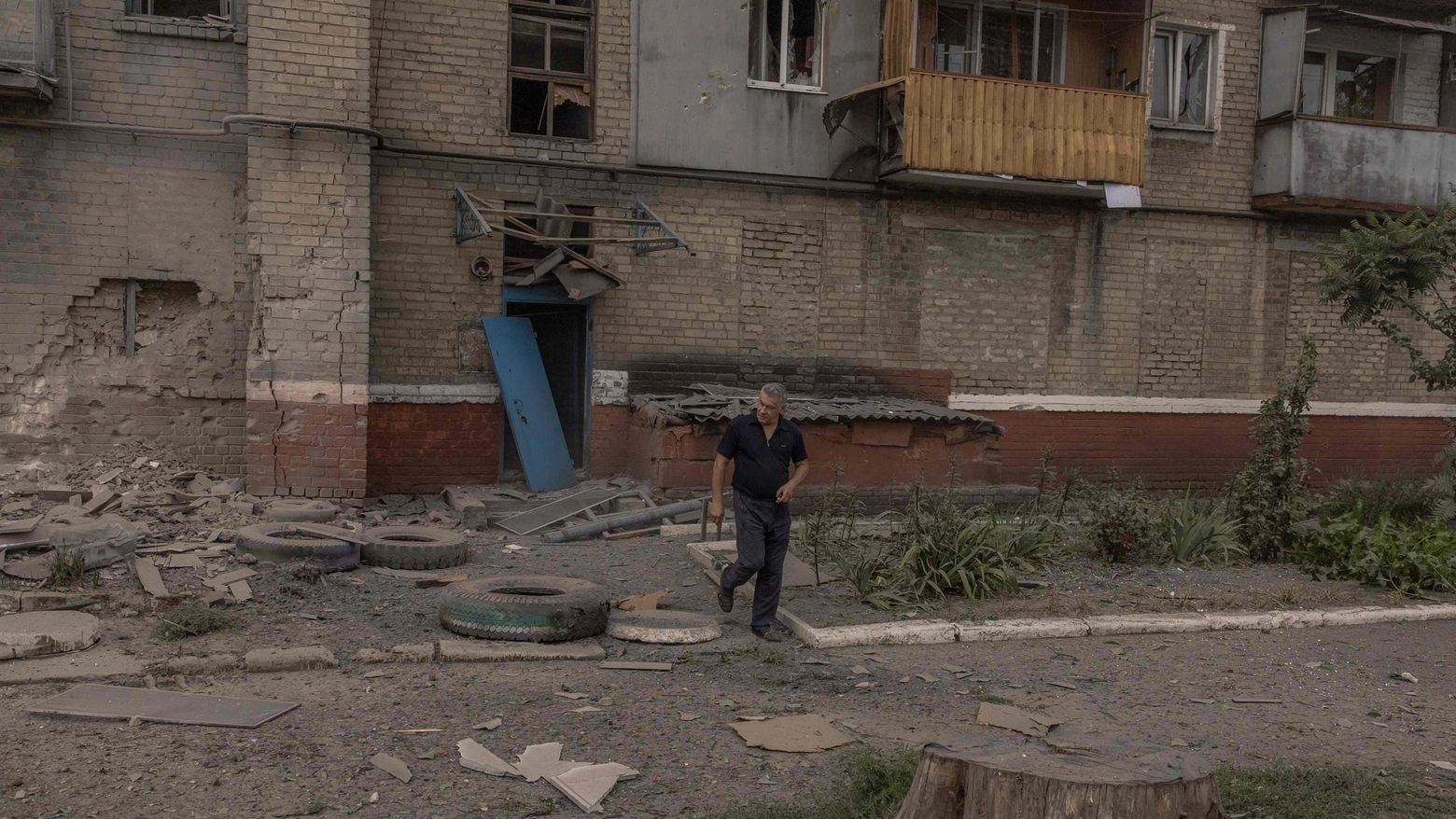 Un palazzo bombardato in Ucraina