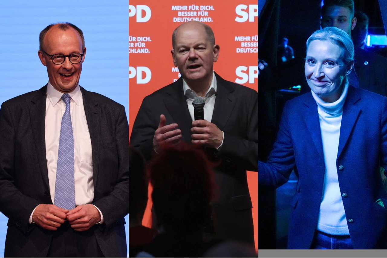 Da sinistra: Friedrich Merz, il cancelliere tedesco Olaf Scholz, Alice Weidel