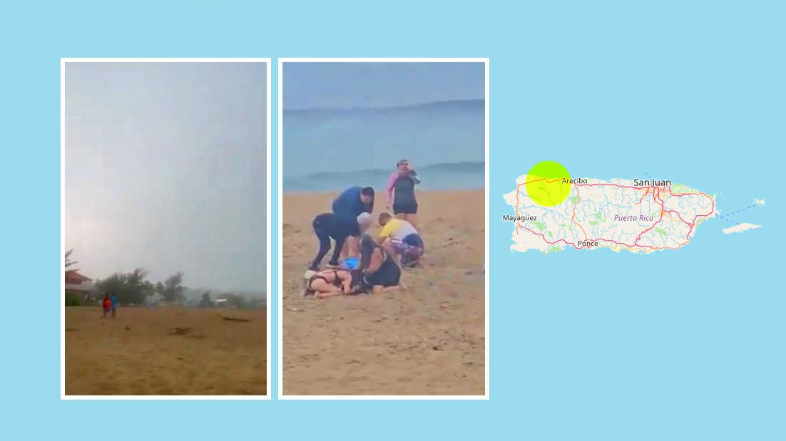 Fulmine centra tre bambini in spiaggia a Puerto Rico (frame video)