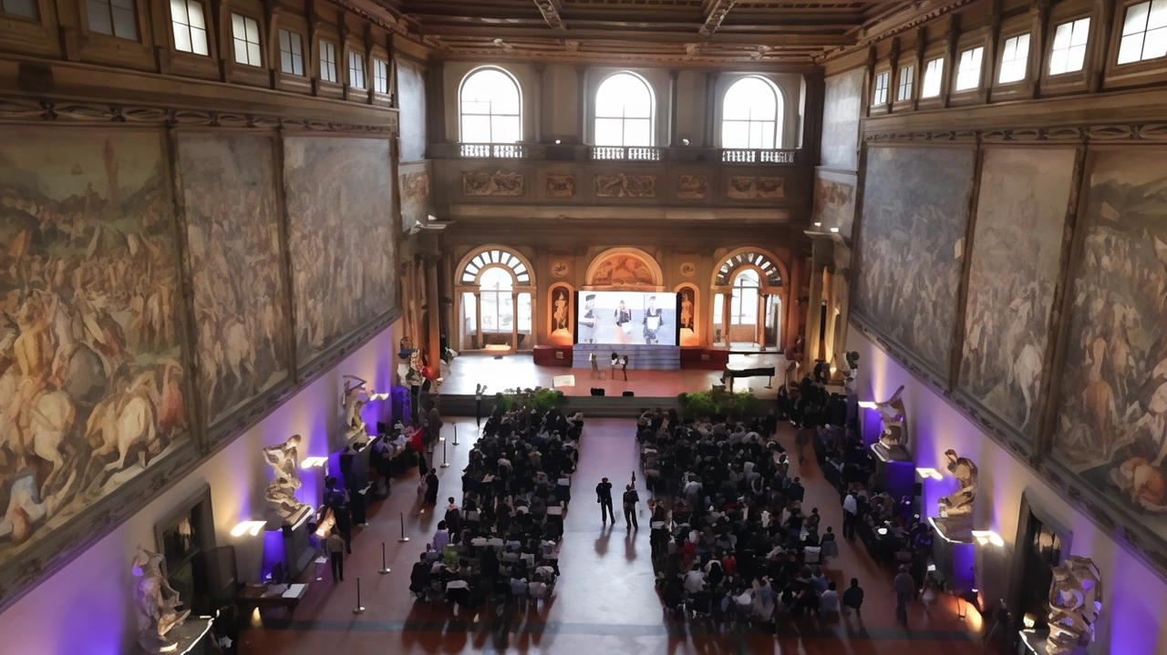 Il Salone dei Cinquecento di Palazzo Vecchio a Firenze durante la scorsa edizione del Festival di Luce!, il canale digitale del Gruppo Monrif dedicato ai temi della diversità e dell’inclusione