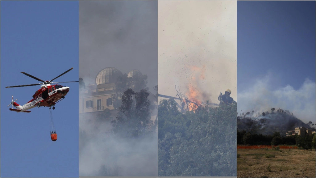 L'incendio a Roma in zona Monte Mario e piazzale Clodio (foto Ansa)