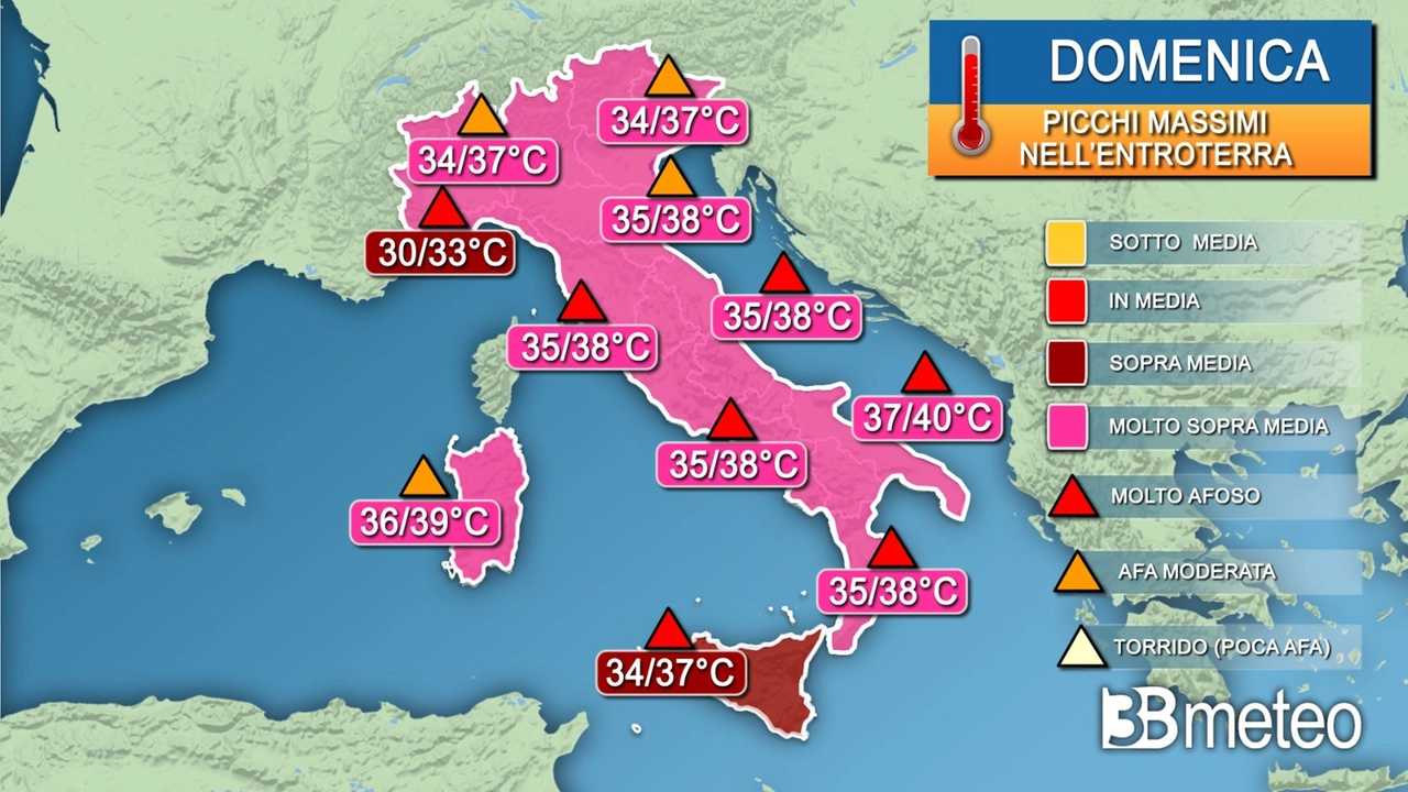 Le previsioni di 3B Meteo per domenica 11 agosto 2024