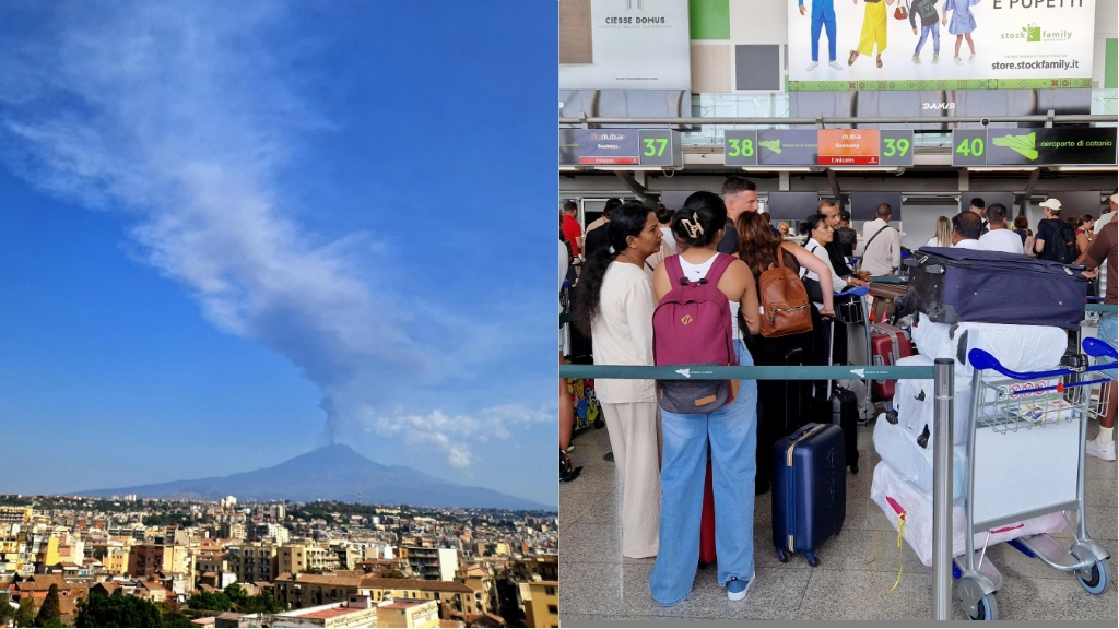 Etna, nube vulcanica di 10 km e code per ritardi e cancellazioni all'aeroporto di Catania