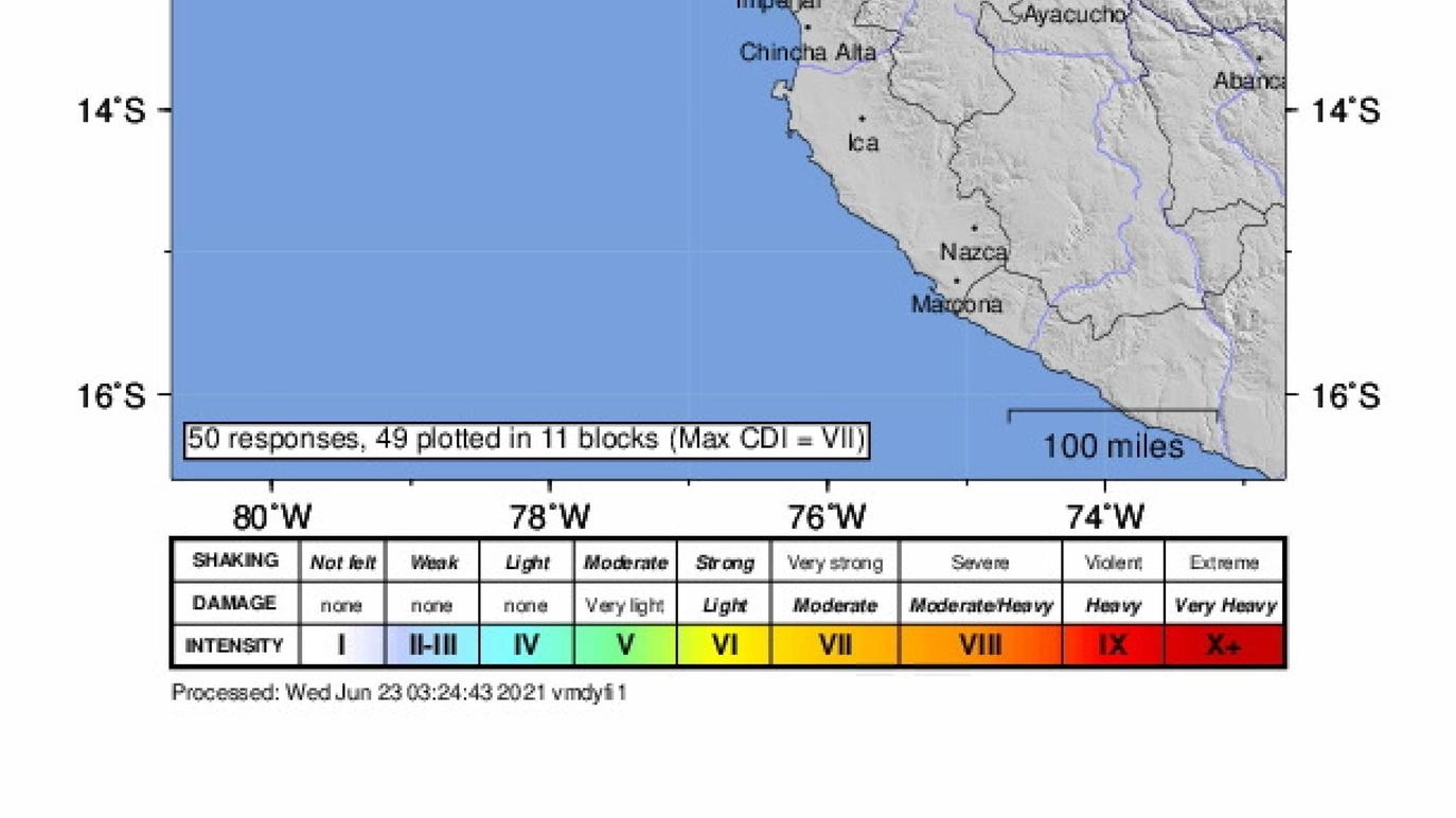 Terremoto di magnitudo 7.2 al largo del Perù