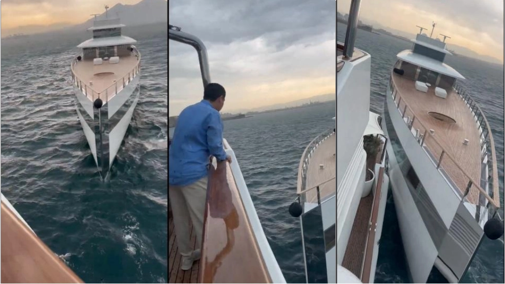 Lo scontro tra mega yacht al largo di Napoli (frame video X)