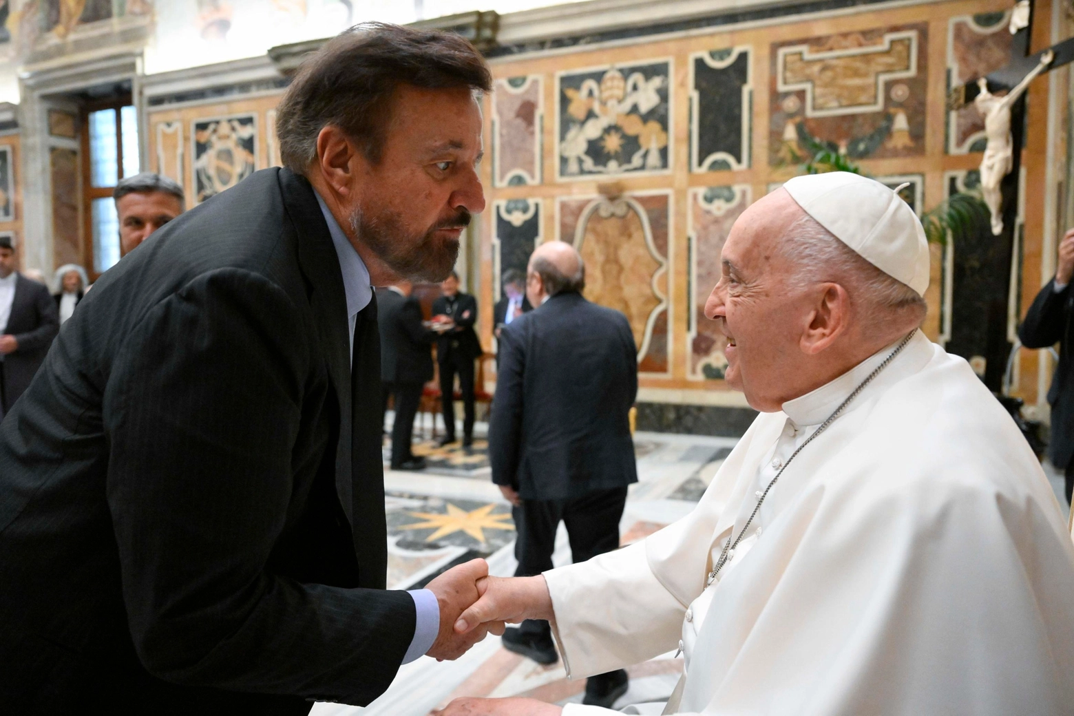 L'attore Christian De Sica con Papa Francesco