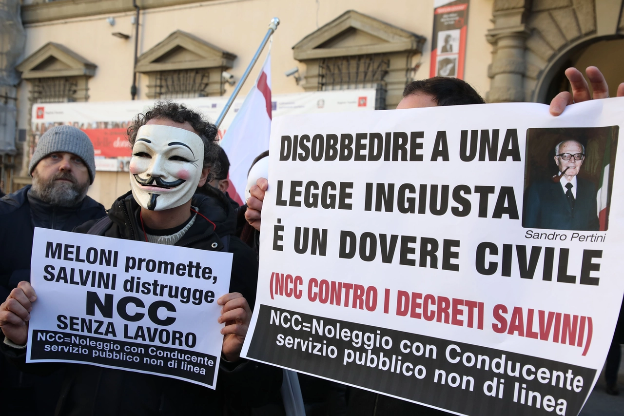 La manifestazione di protesta degli autisti a Firenze