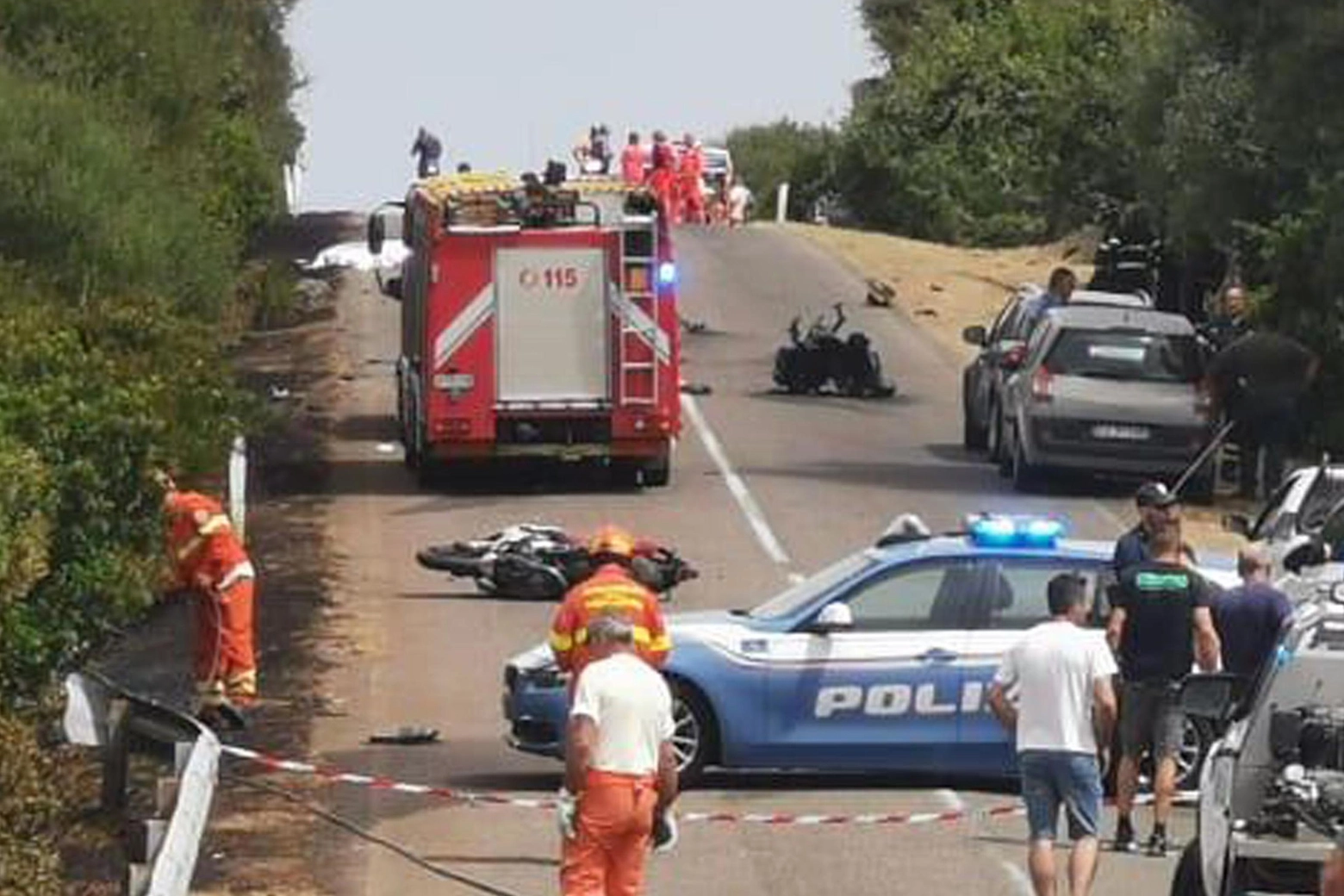 Il luogo dell'incidente stradale avvenuto a Paulilatino